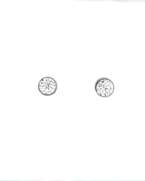 Timeless 5mm CZ Stud Earrings in Pure Titanium – Flush Set for Elegance