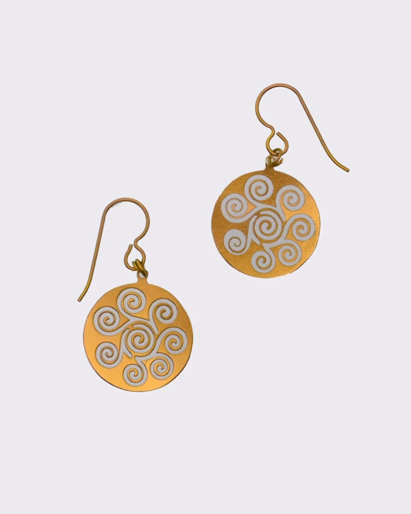 Anodized Pure Titanium Spiral Drop Earrings – Lightweight & Hypoallergenic