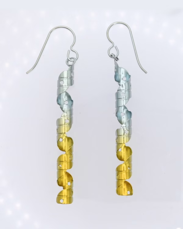 Elegant Titanium Twist Drop Earrings – Ultra-Light with Punched Accents